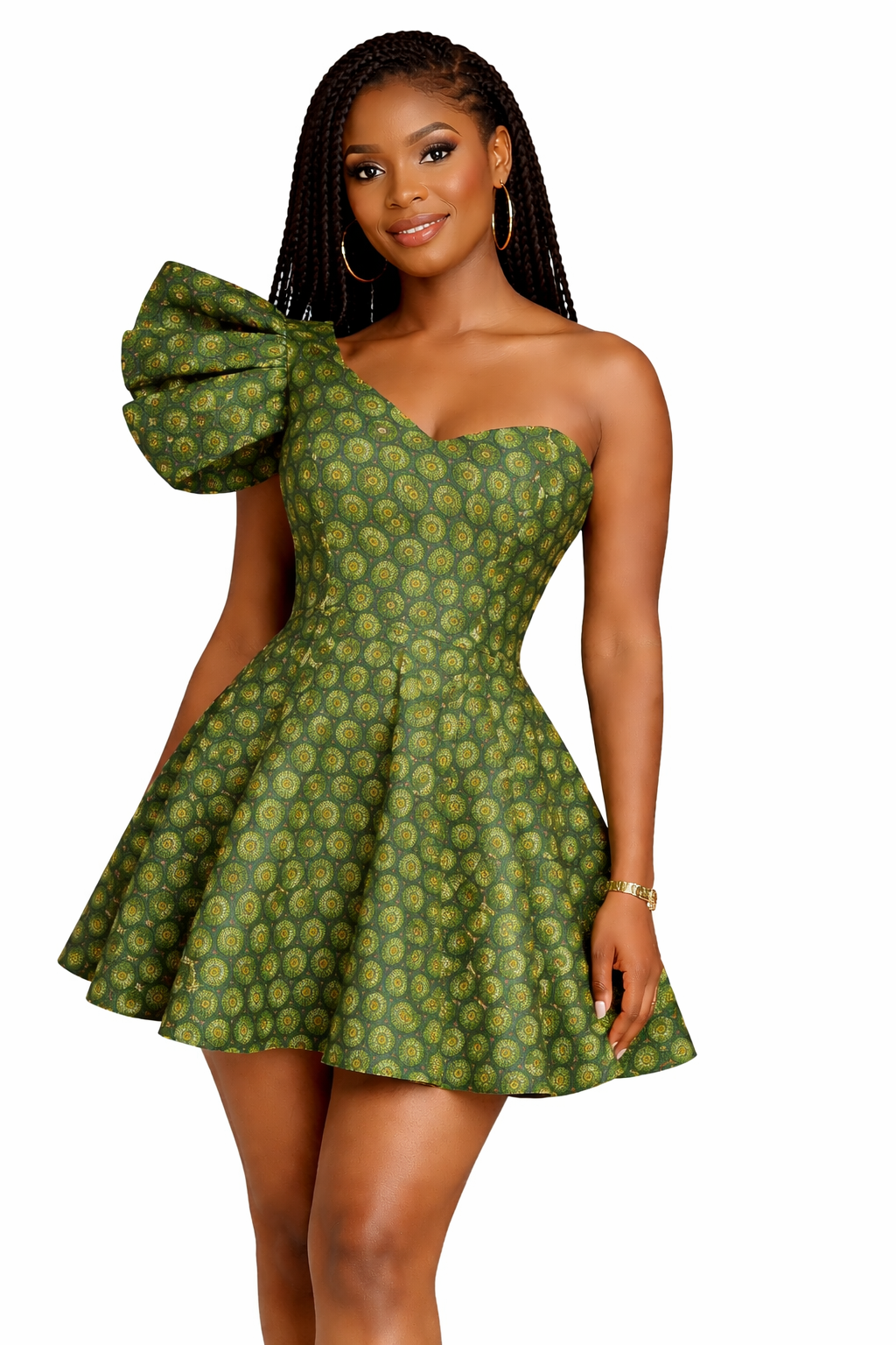 Emerald Luxe One-Shoulder Mini Dress