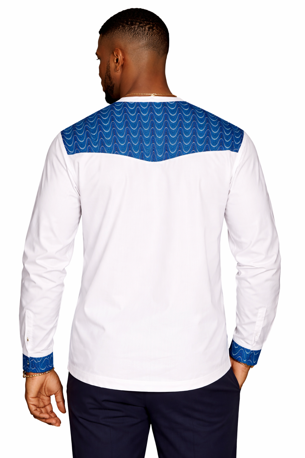 White & Blue Men’s Long Sleeve Shirt